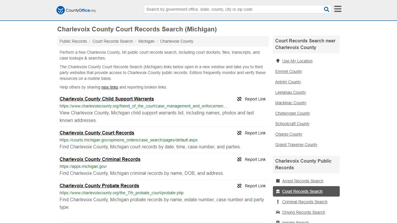 Charlevoix County Court Records Search (Michigan) - County Office