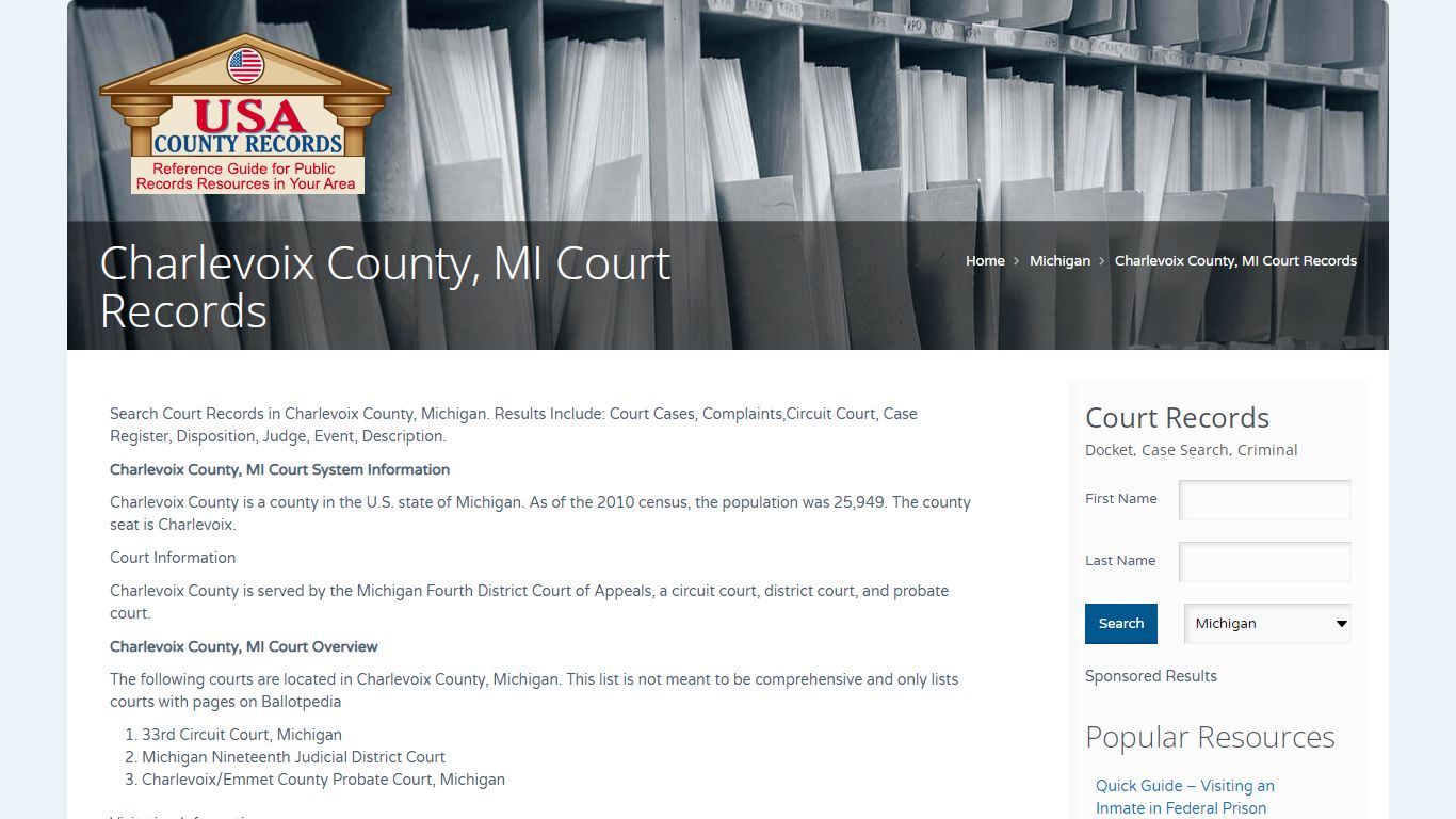 Charlevoix County, MI Court Records | Name Search