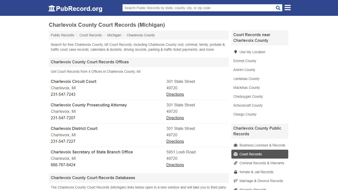 Charlevoix County Court Records (Michigan) - PubRecord.org